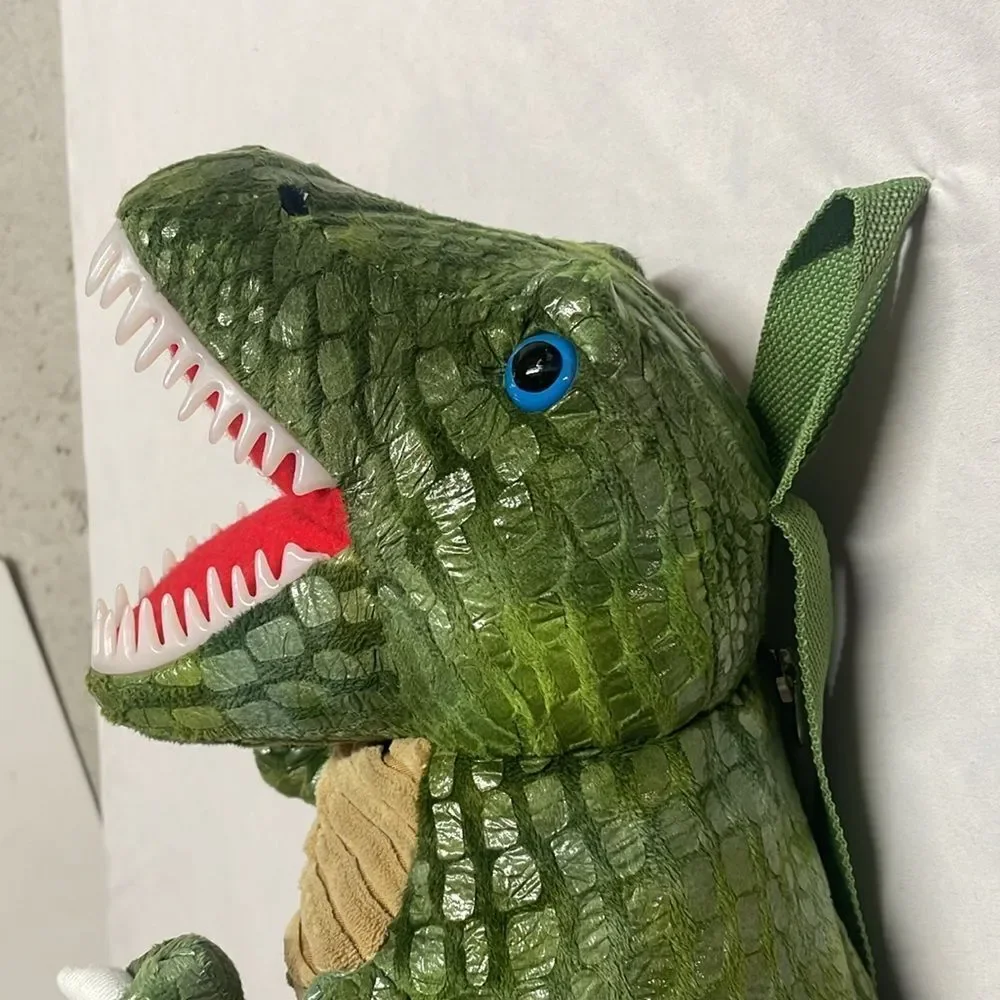 Dinosaur T-Rex Plush Backpack Adjustable Straps Zip Close